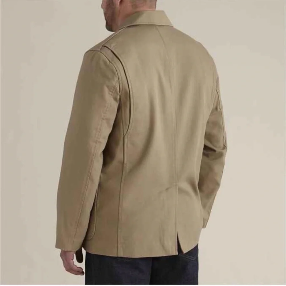 Duluth Trading Co Fire Hose Presentation Jacket Khaki Workwear Barn Blazer L Tan
